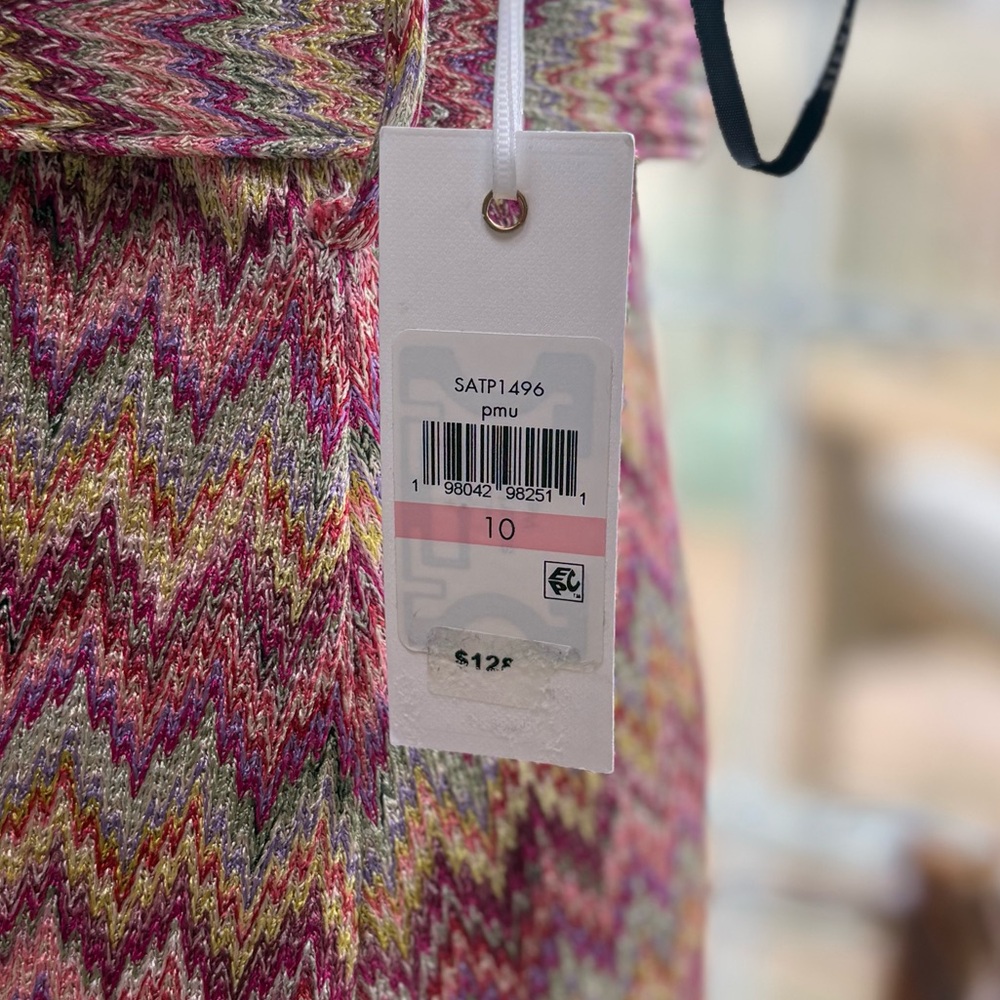 NWT Siena Studio Pink and Orange Zigzag Midi Dress - Picture 7 of 14